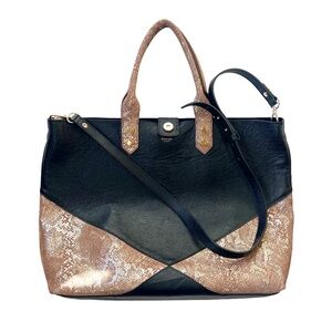 Treesje Los Angeles Black Leather and Suede Tote / Shoulder Bag
